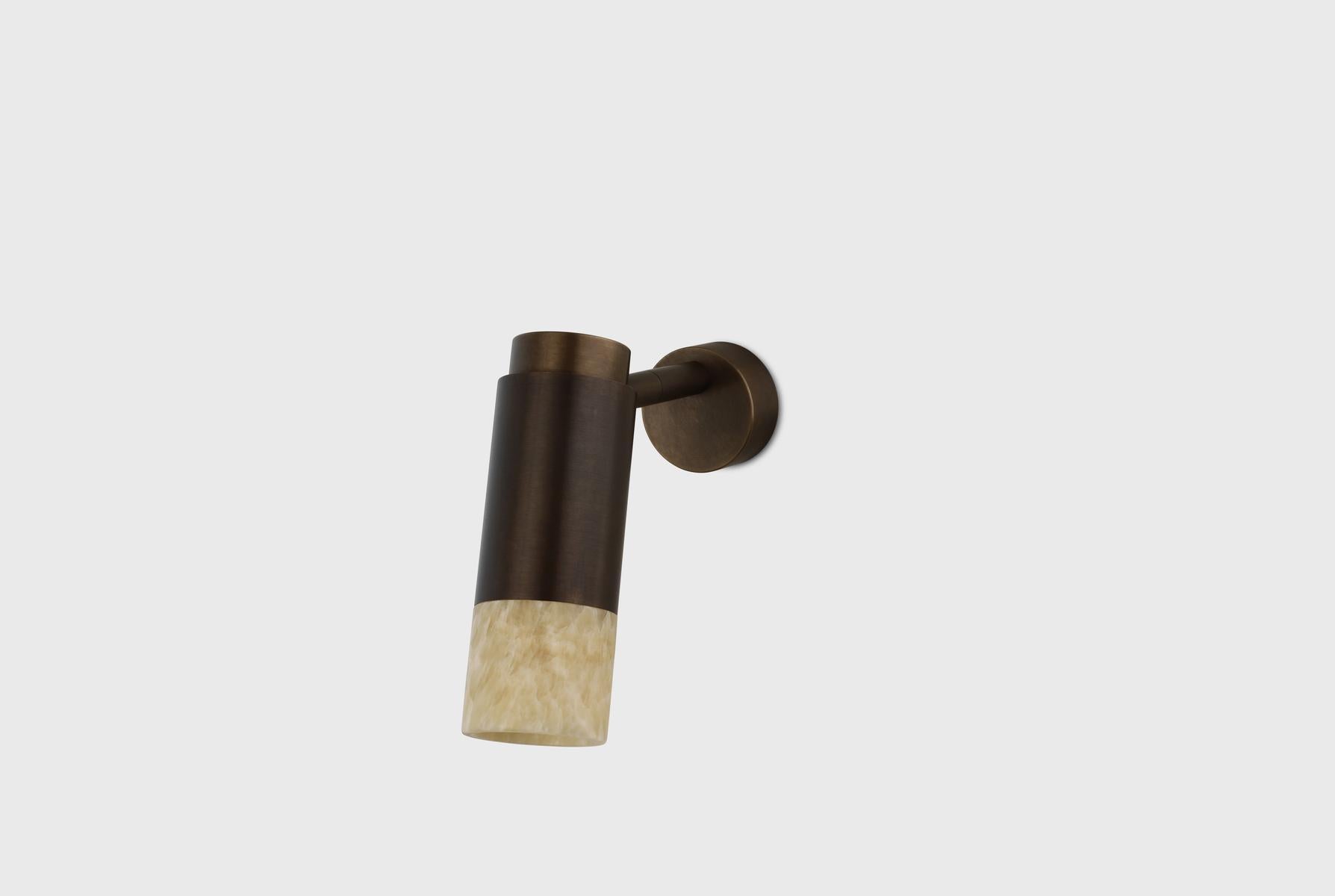 Aplique Personalizable 'Donya Pivot', Ónice Cilíndrico Blanco, Latón Marrón en venta 8