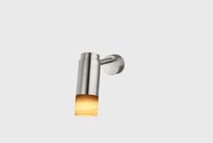 Customizable Wall Lamp 'Donya Pivot', White Cylinder Onyx, Brushed Steel