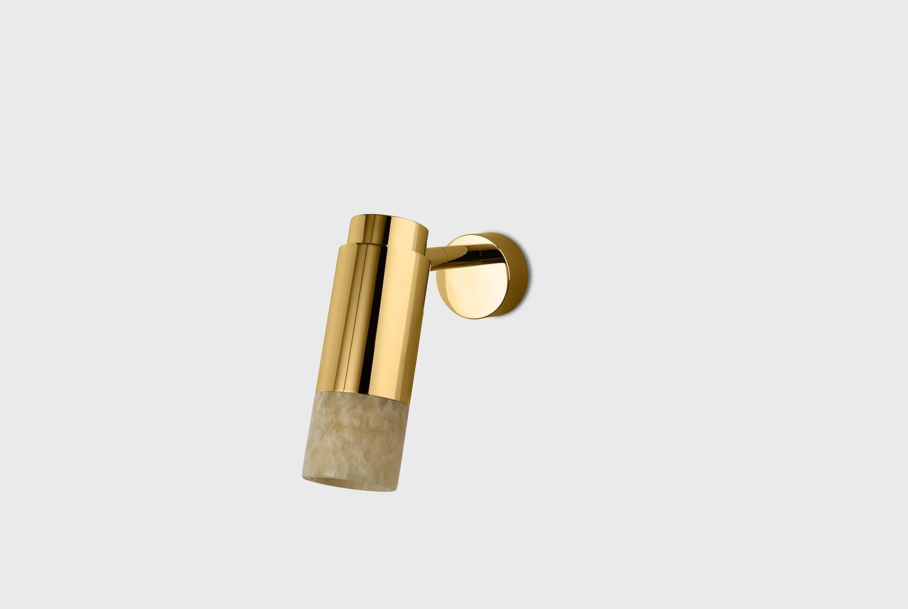Aplique Personalizable 'Donya Pivot', Ónice Cilíndrico Blanco, Latón Pulido en venta 8