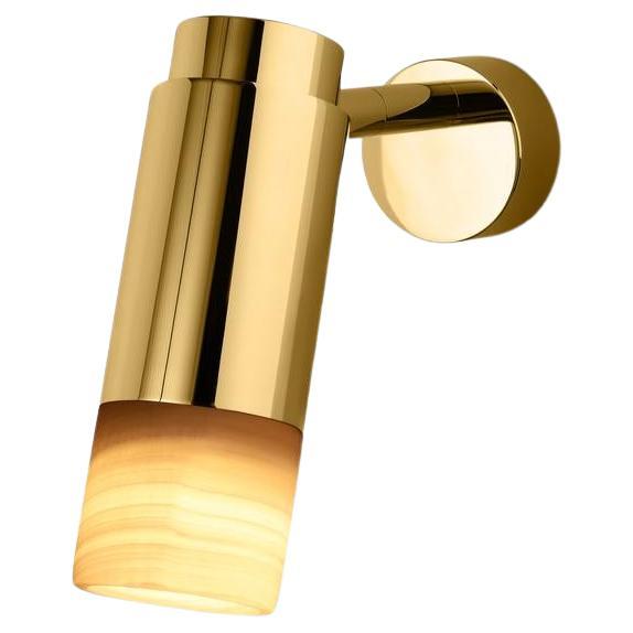 Aplique Personalizable 'Donya Pivot', Ónice Cilíndrico Blanco, Latón Pulido en venta