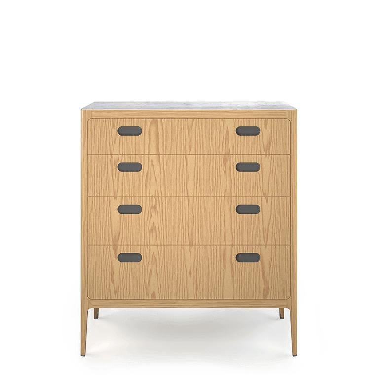 Contemporary Customizable Walnut Dresser with Blackened Brass Top from Munson Furniture For Sale