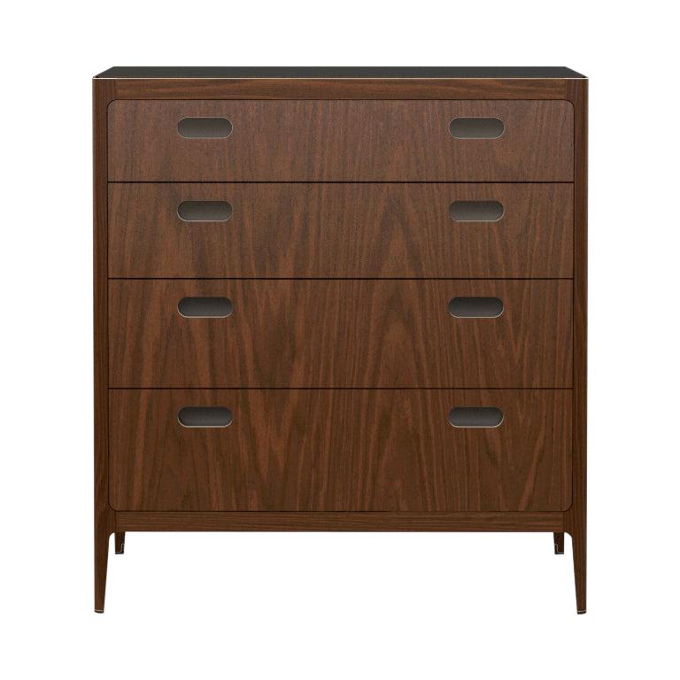 Customizable Walnut Dresser with Blackened Brass Top from Munson Furniture For Sale