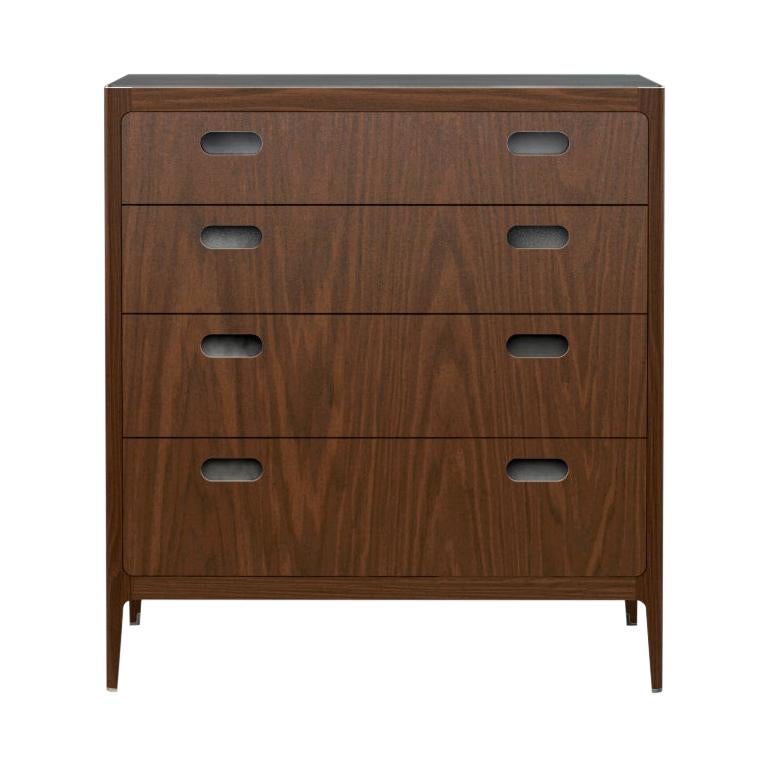 Customizable Walnut Dresser with Silver Oxide Brass Top from Munson Furniture For Sale