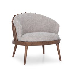 Sillón Acentuado Personalizable Acabado Nogal y Bouclé Gris- Colección Fane
