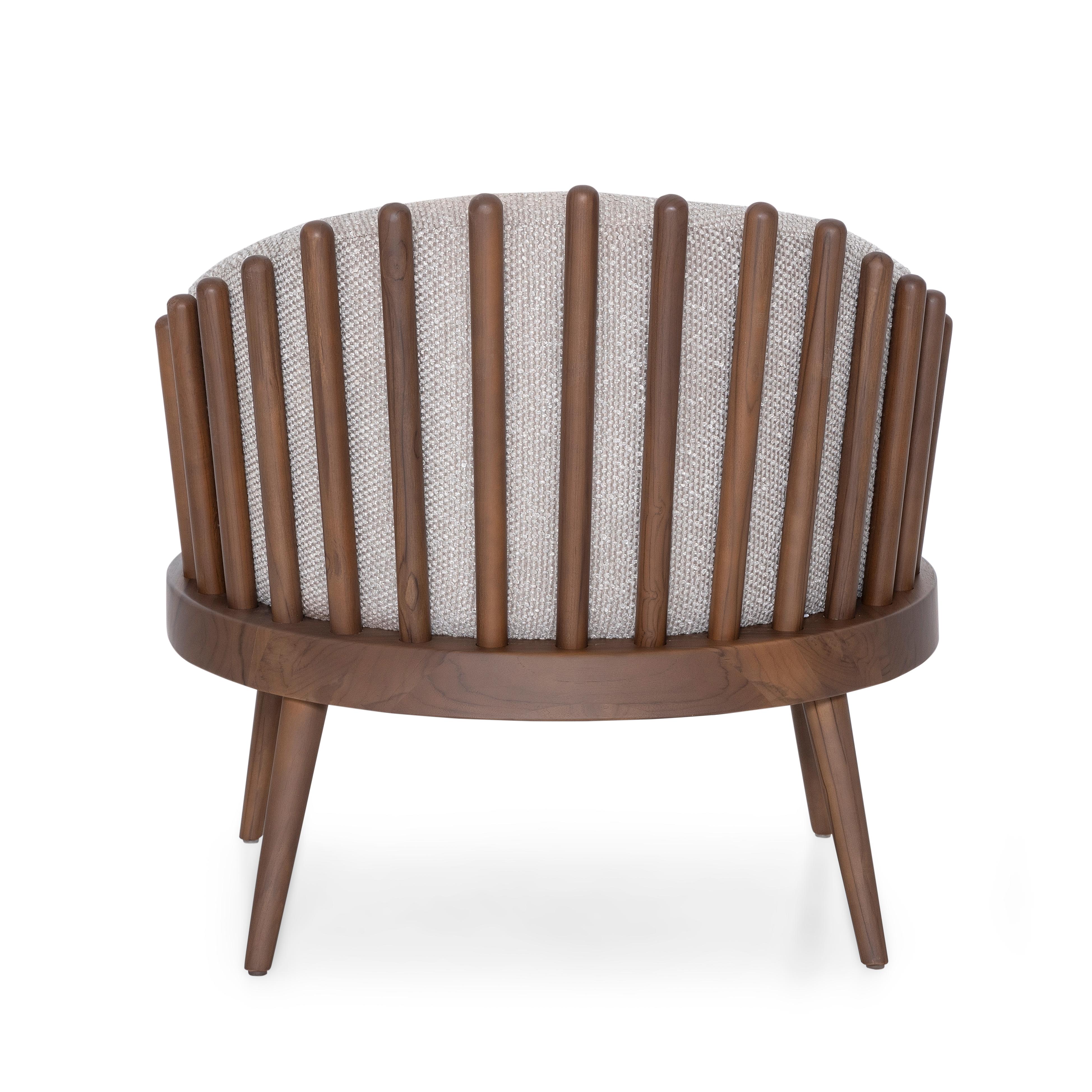 Brésilien Fauteuil d'appoint personnalisable en finition noyer et bouclé gris - Collection Fane en vente