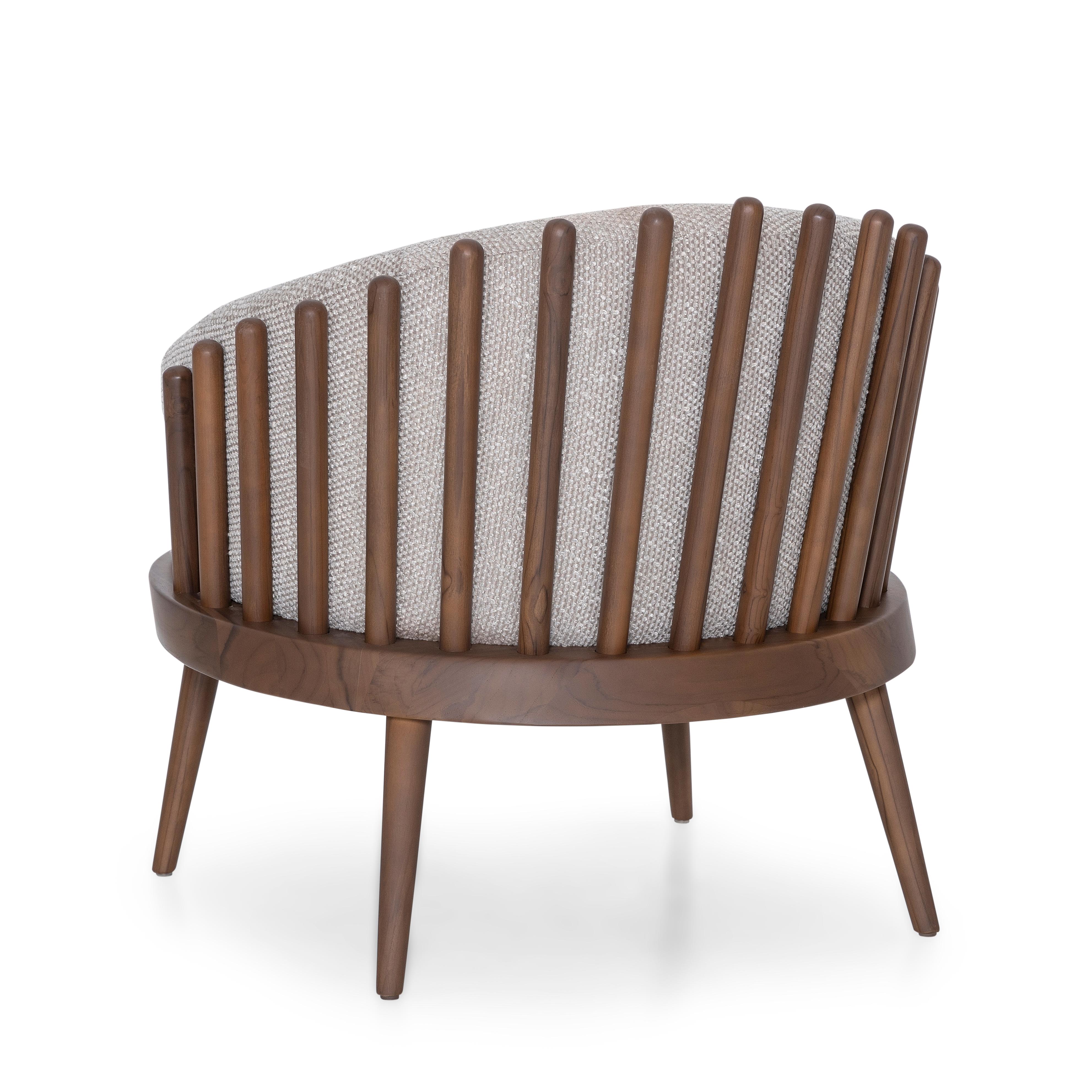 Tacheté Fauteuil d'appoint personnalisable en finition noyer et bouclé gris - Collection Fane en vente
