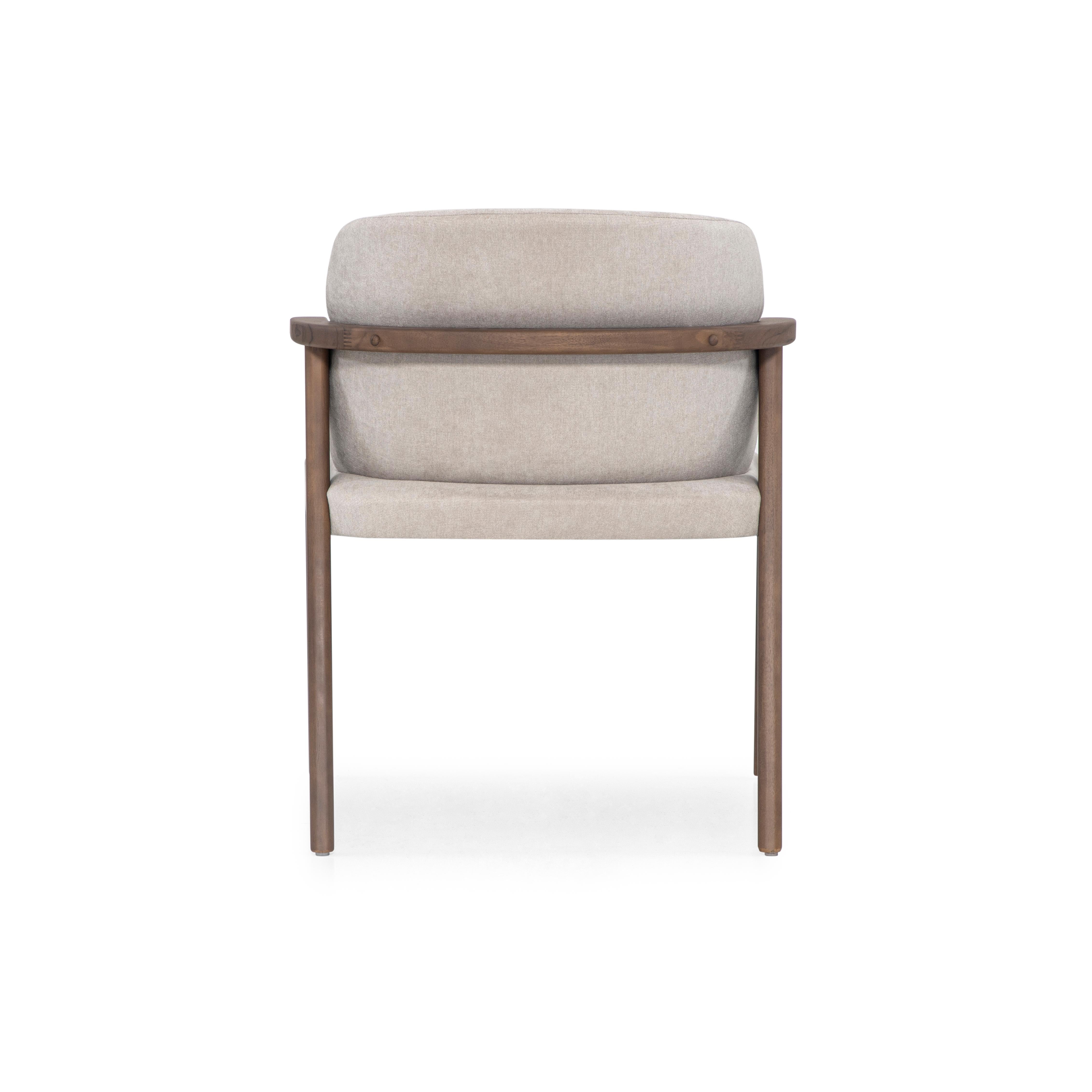 Anpassbarer Esszimmerstuhl in Nussbaum mit beigem Stoff - Kollektion Nowe im Angebot 3