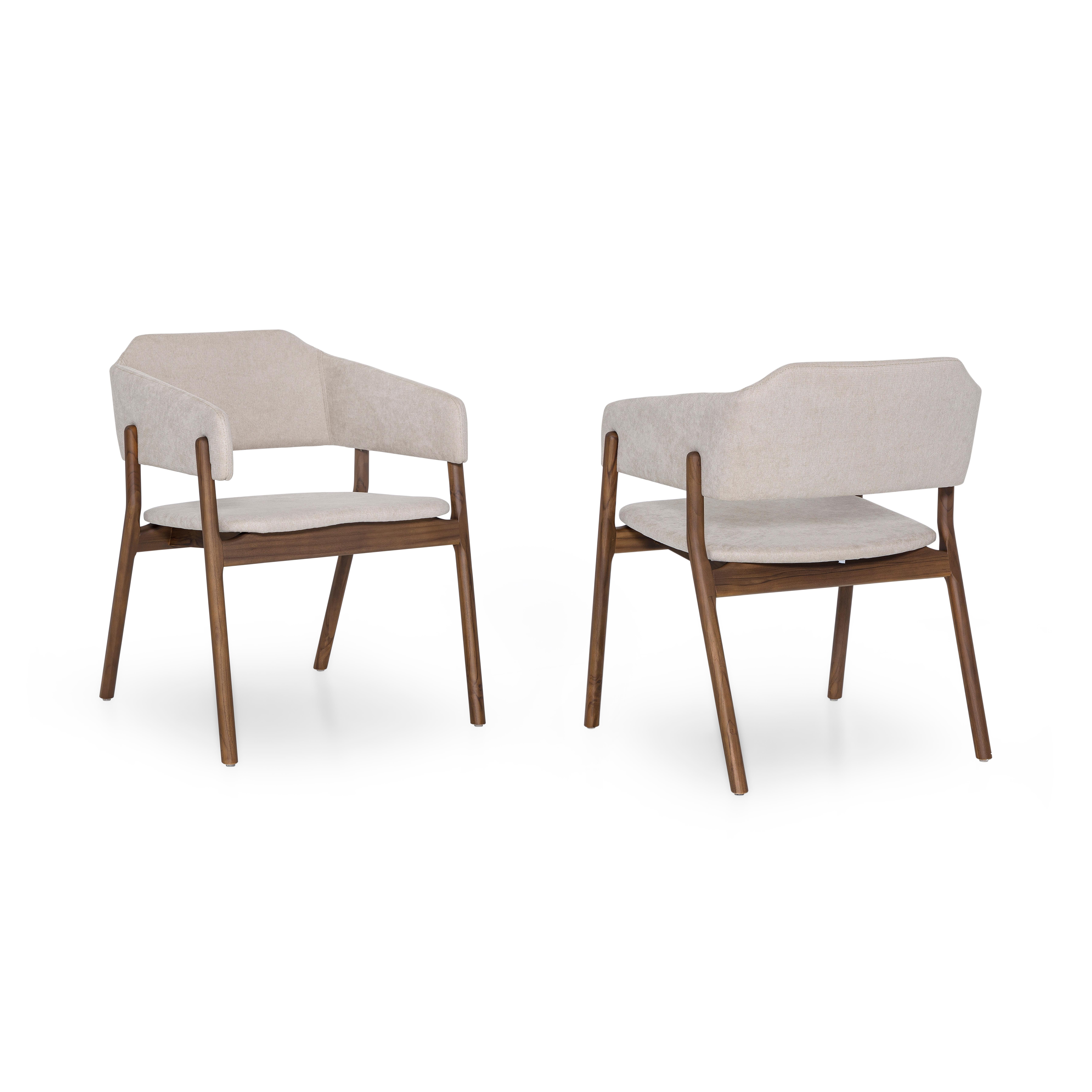 Sedia da pranzo personalizzabile con finitura in noce e tessuto beige, Collection'S in vendita 2