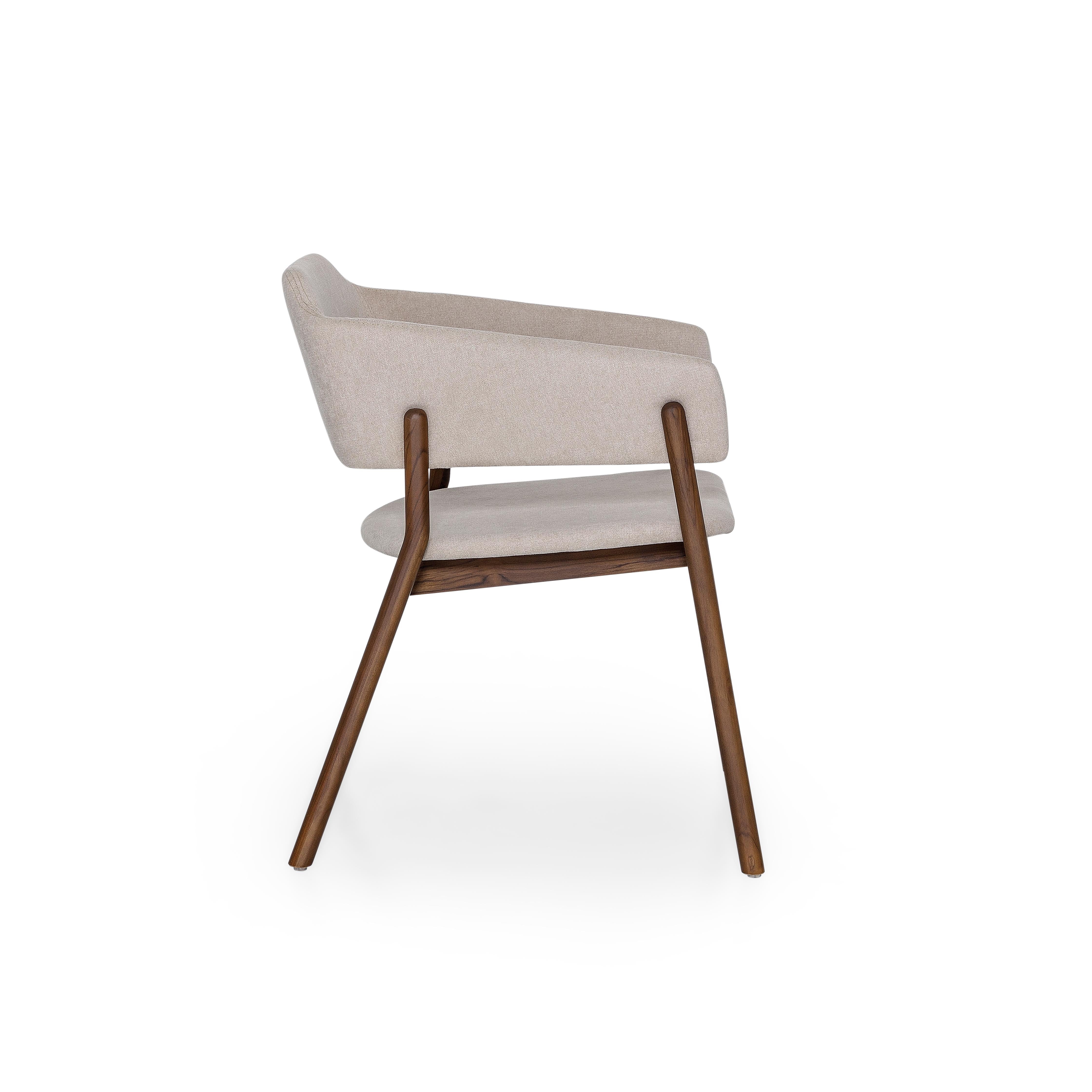 Brasiliano Sedia da pranzo personalizzabile con finitura in noce e tessuto beige, Collection'S in vendita