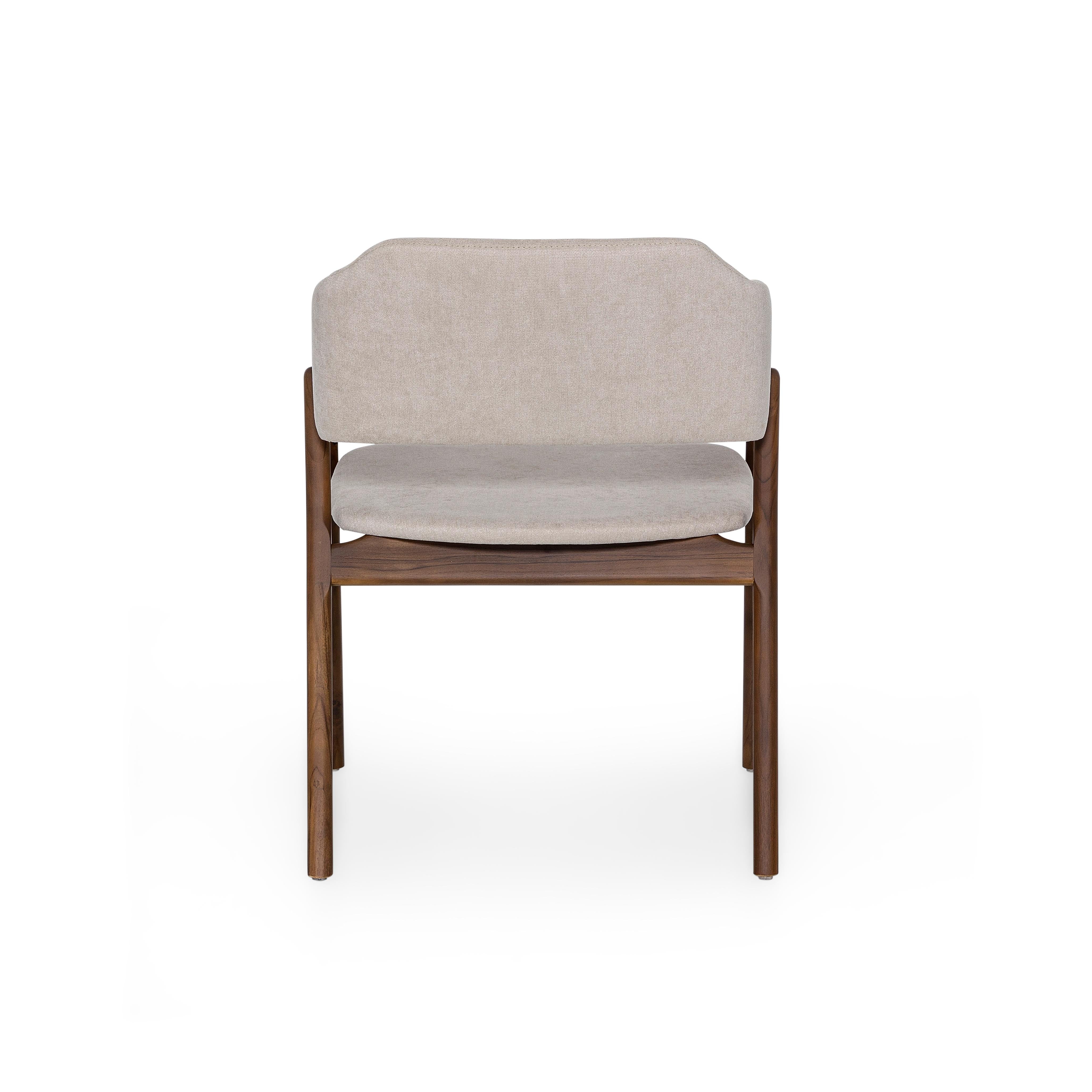 Mordenzato Sedia da pranzo personalizzabile con finitura in noce e tessuto beige, Collection'S in vendita