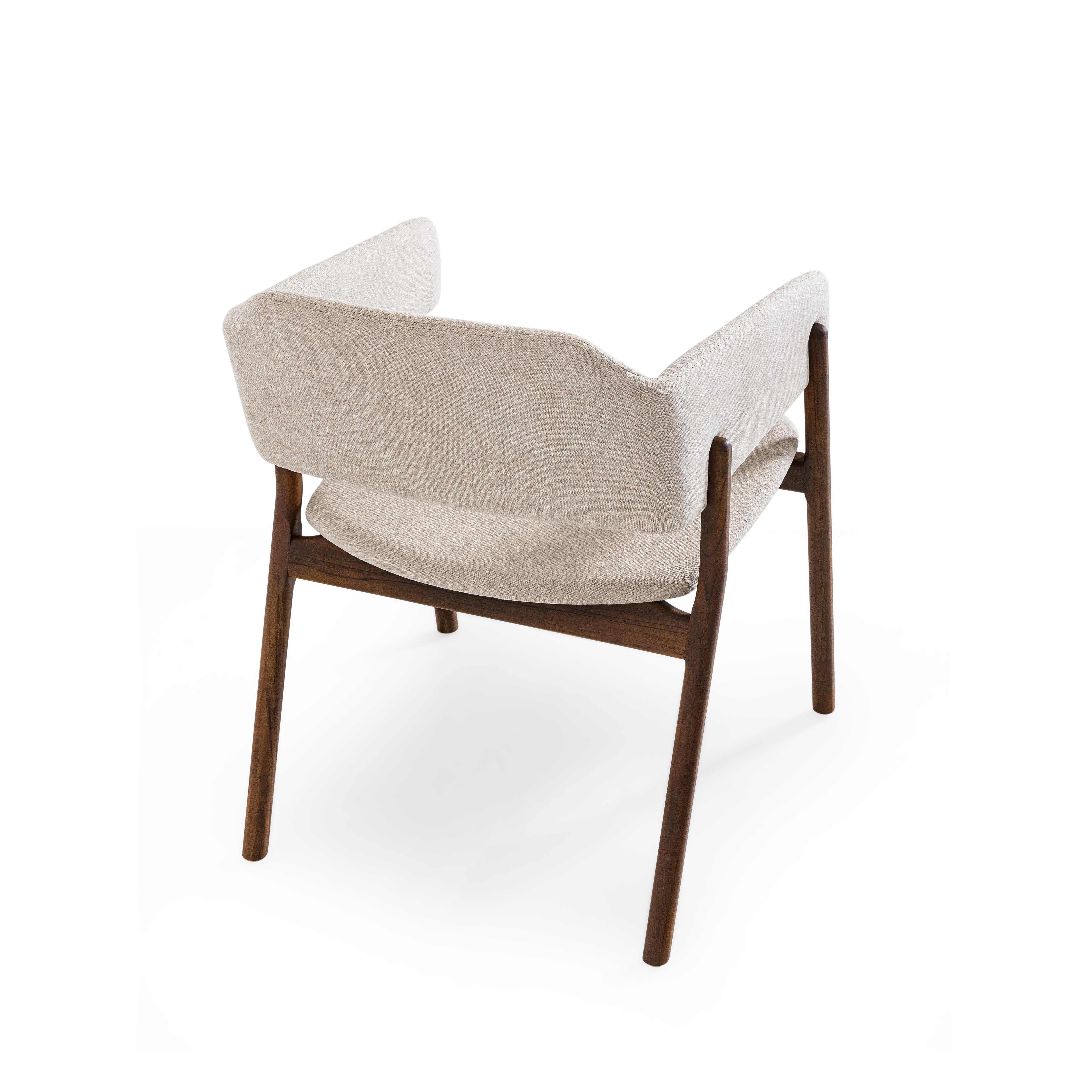 Tessuto Sedia da pranzo personalizzabile con finitura in noce e tessuto beige, Collection'S in vendita