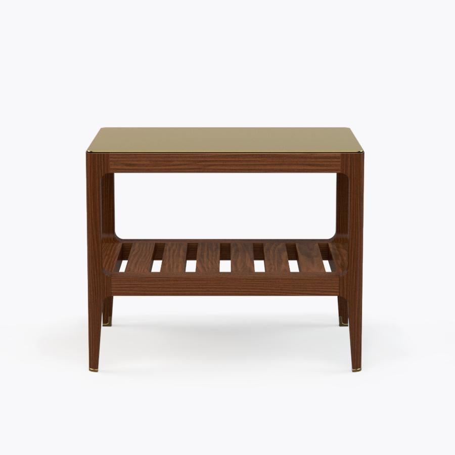Our signature piece and the heart of the entire Radius collection by Munson Furniture, this walnut side table draws inspiration from midcentury designs and fits beautifully with both traditional and contemporary interiors. Every detail is considered
