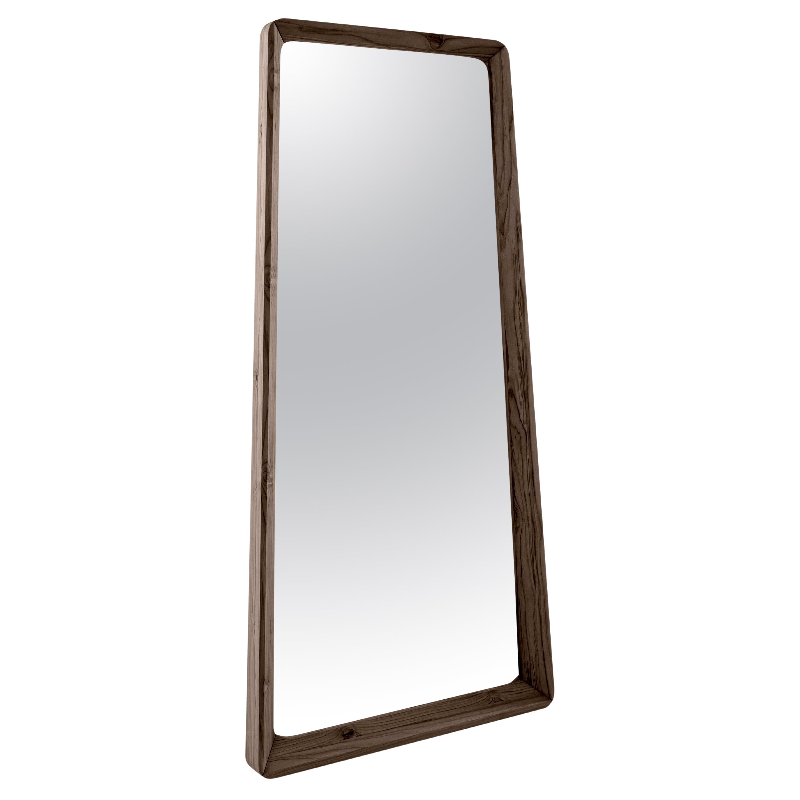 Customizable Walnut Veneer Full-Length Minimalist Mirror - Duomo Collection