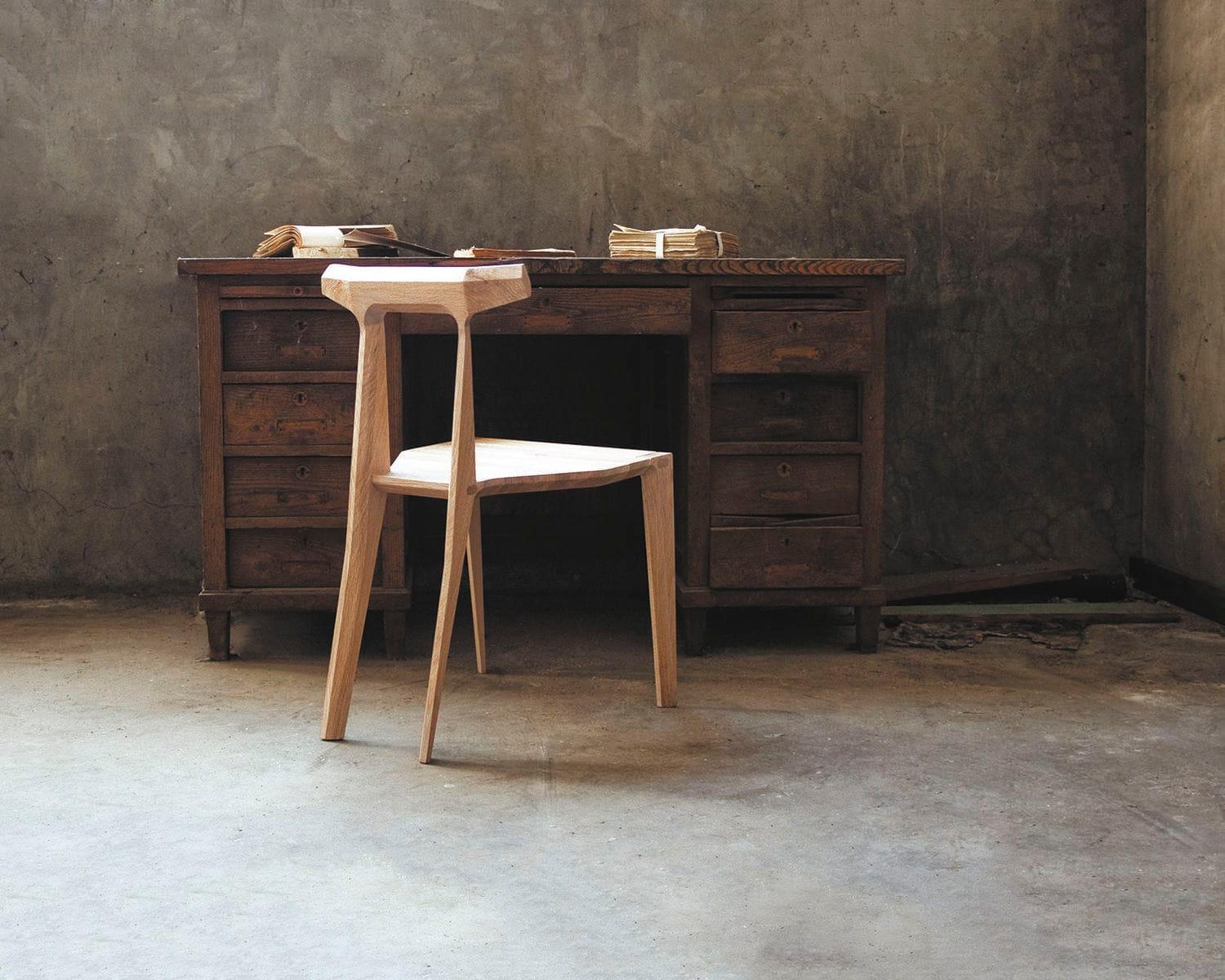 Portuguese Customizable Wewood Orca Oak & Leather Chair by STUDIO GUD For Sale