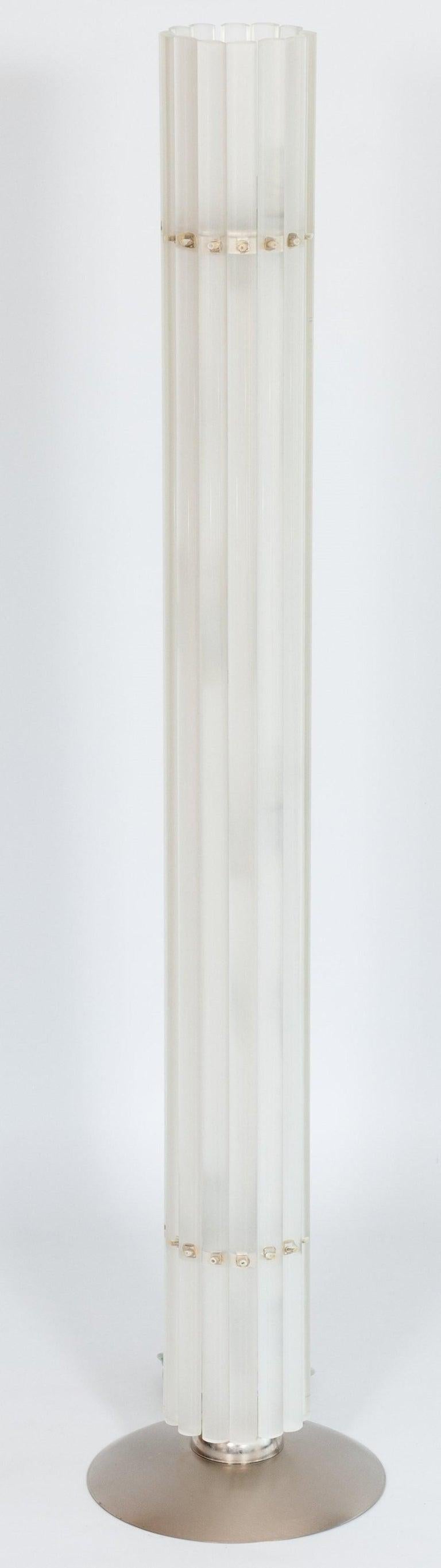 Italian Customizable White Cylinder Floor Lamp in Blown Murano Glass, Italy Contemporary For Sale