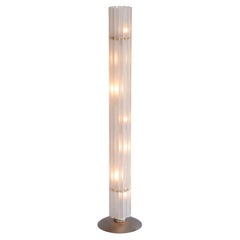 Customizable White Cylinder Floor Lamp in Blown Murano Glass, Italy Contemporary