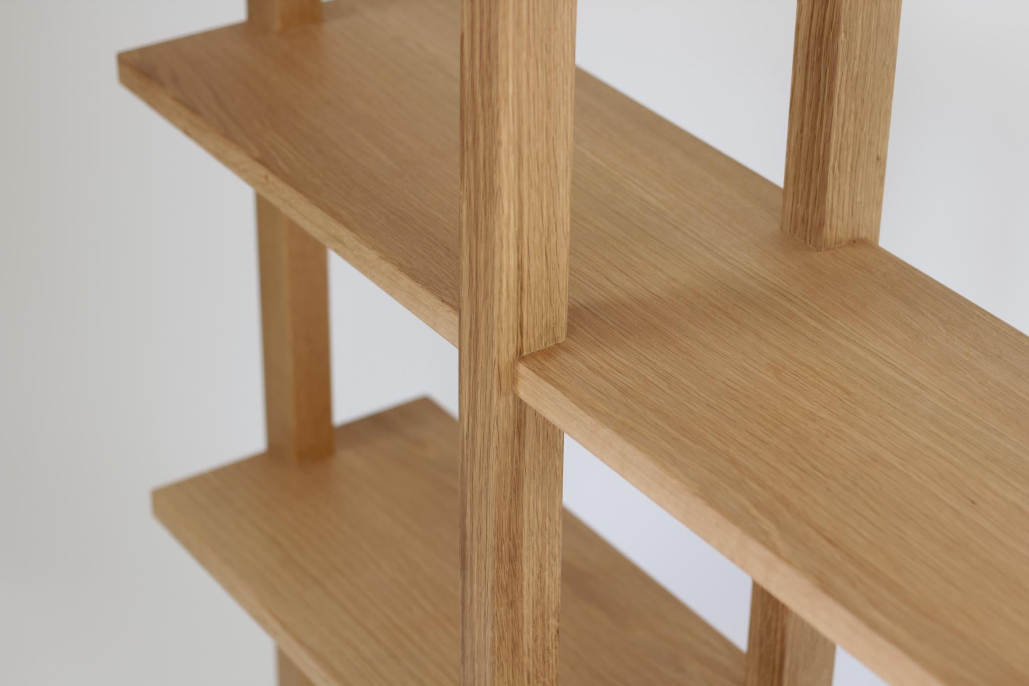 Modern Customizable White Oak Minimal Bookshelf by SinCa Design For Sale