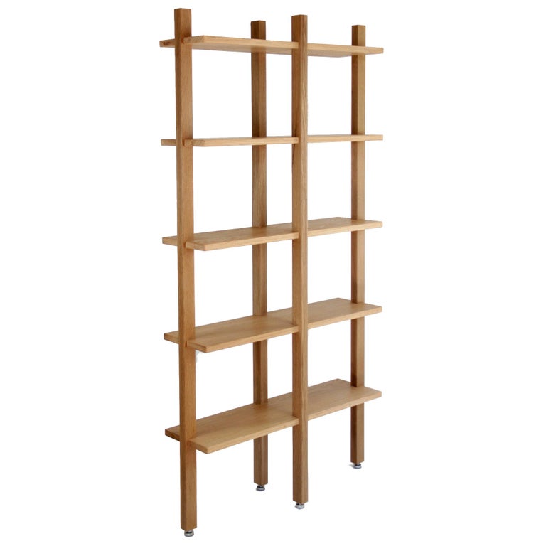 Customizable White Oak Minimal Bookshelf by SinCa Design For Sale at