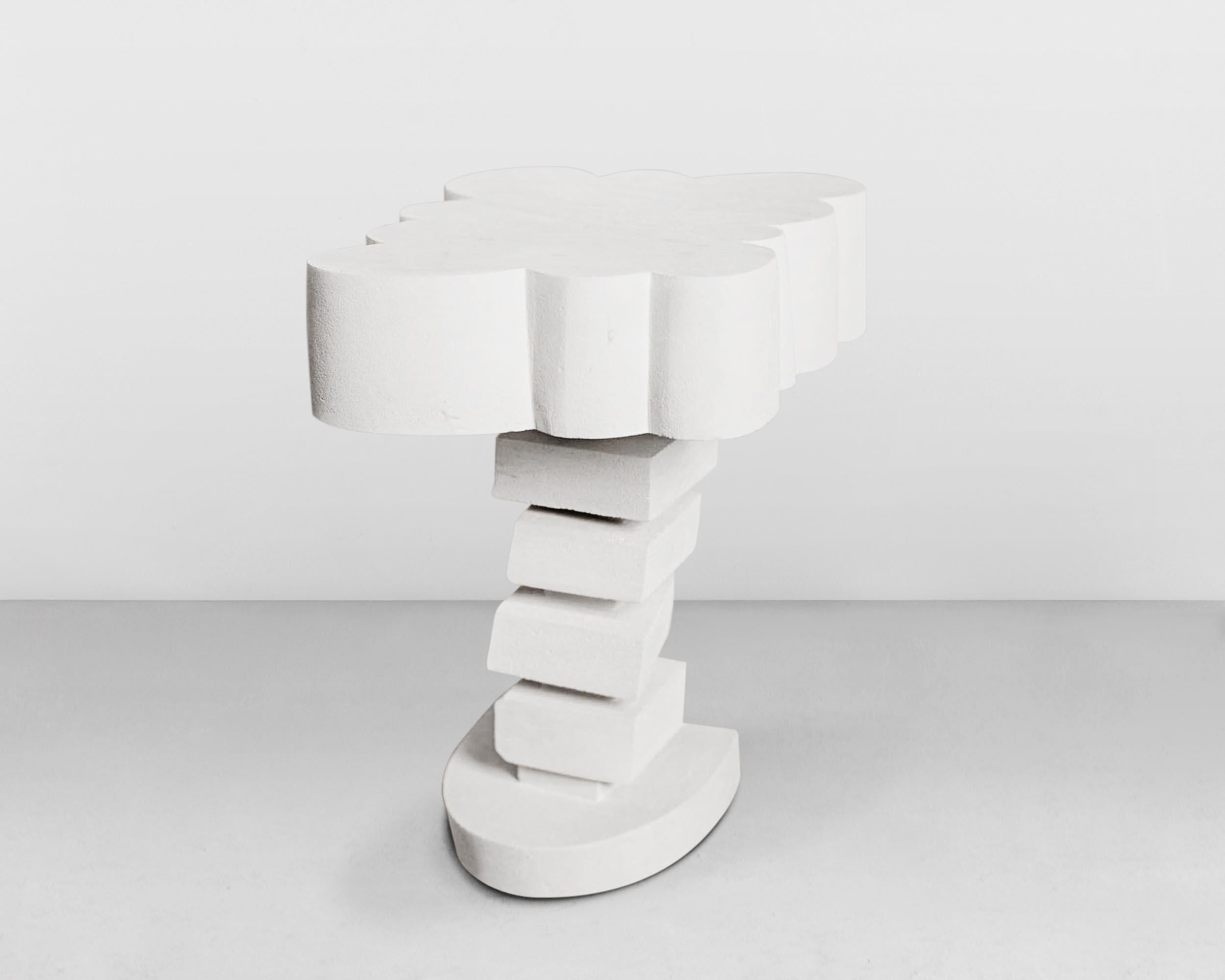 Organic Modern Customizable White Side Table 'Cloud' by DenHolm, Limestone
