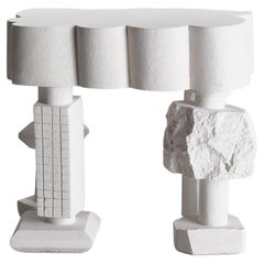 Customizable White Side Table 'Cloud II' by Denholm, Limestone
