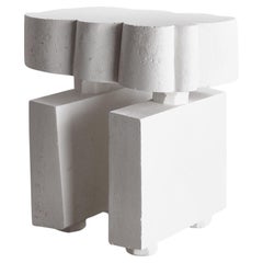 Customizable White Side Table 'Cloud III' by DenHolm, Limestone