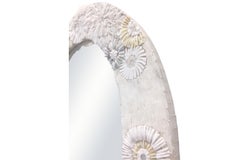Modern Whtie Blossom Glass Flower Mosaic Oval Mirror by Ercole Home