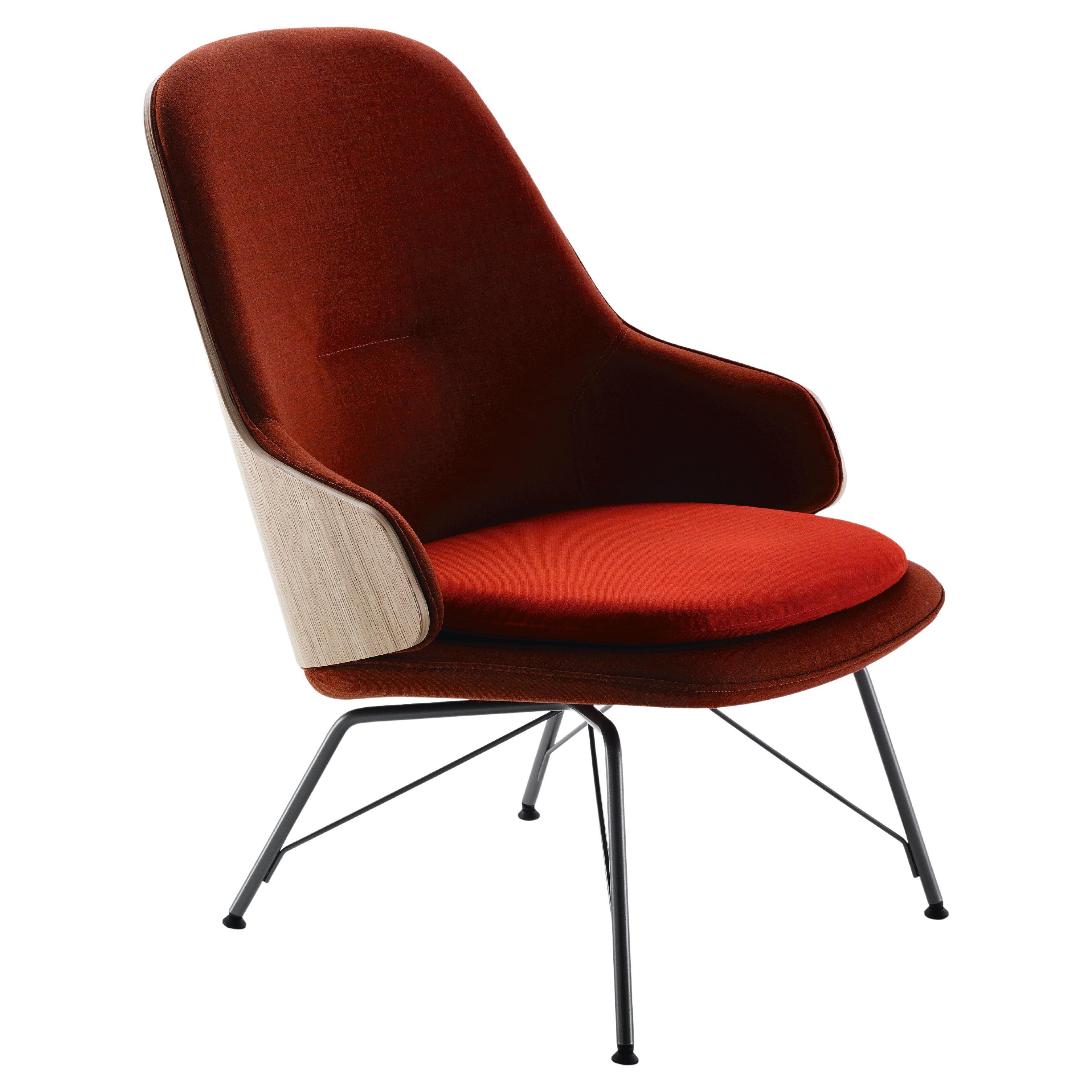 Zanotta Lama Lounge Chair in Brown Leather with Graphite Steel Frame
