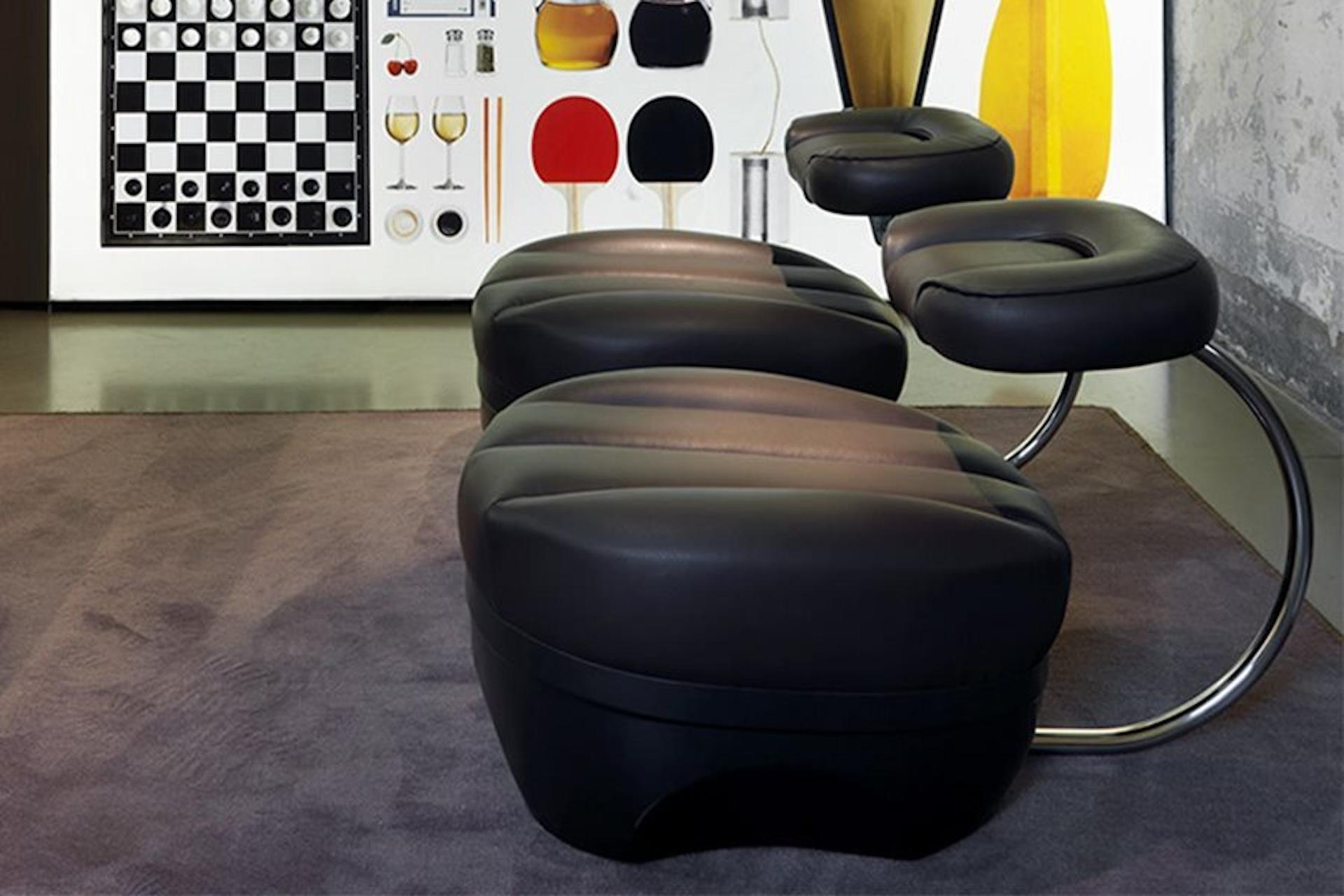 Taburete reclinable de piel Zanotta Primate personalizable by Achille Castiglioni Italiano en venta