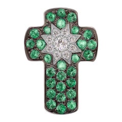 Personalizar Colgante Cruz Tsavorita Diamante Oro Blanco