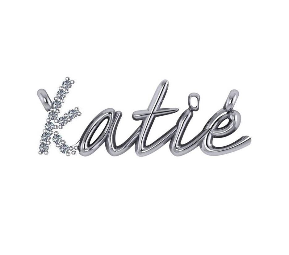 Customize your very own nameplate in yellow, white, rose gold or platinum. First initial can be any gemstone color or diamond. Also available in solid gold or all diamonds.

Price varies depending on name. 
Email for exact price. 
Other styles