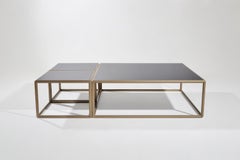 Customize Modular "Mondrian" Brass and Glass Low Table, by P. Tendercool