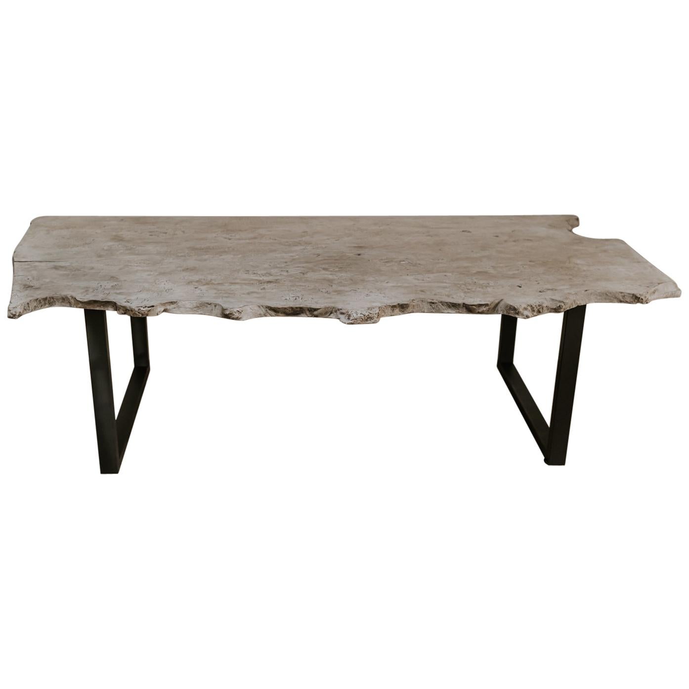 Customize Table, Spanish Poplarwood on Iron Base For Sale