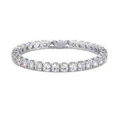 Customized 5.50 Carat Round Cut Diamond White Gold Bracelet F VS