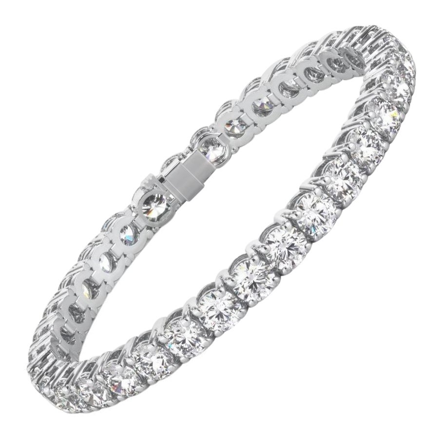 Customized 5.50 Carat Round Cut Diamond White Gold Bracelet F VS For Sale