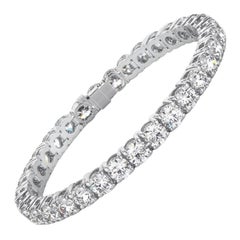 Customized 5.50 Carat Round Cut Diamond White Gold Bracelet F VS