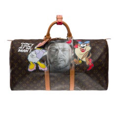 Customized " Brad Vs Marilyn" Louis Vuitton Keepall 55 Travel bag