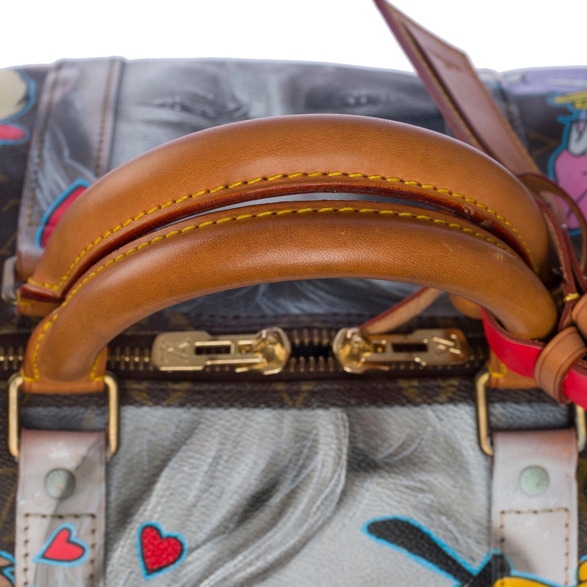 Maßgefertigte „ Brad Vs Marilyn“ Louis Vuitton Keepall 55 Reisetasche  im Angebot 5