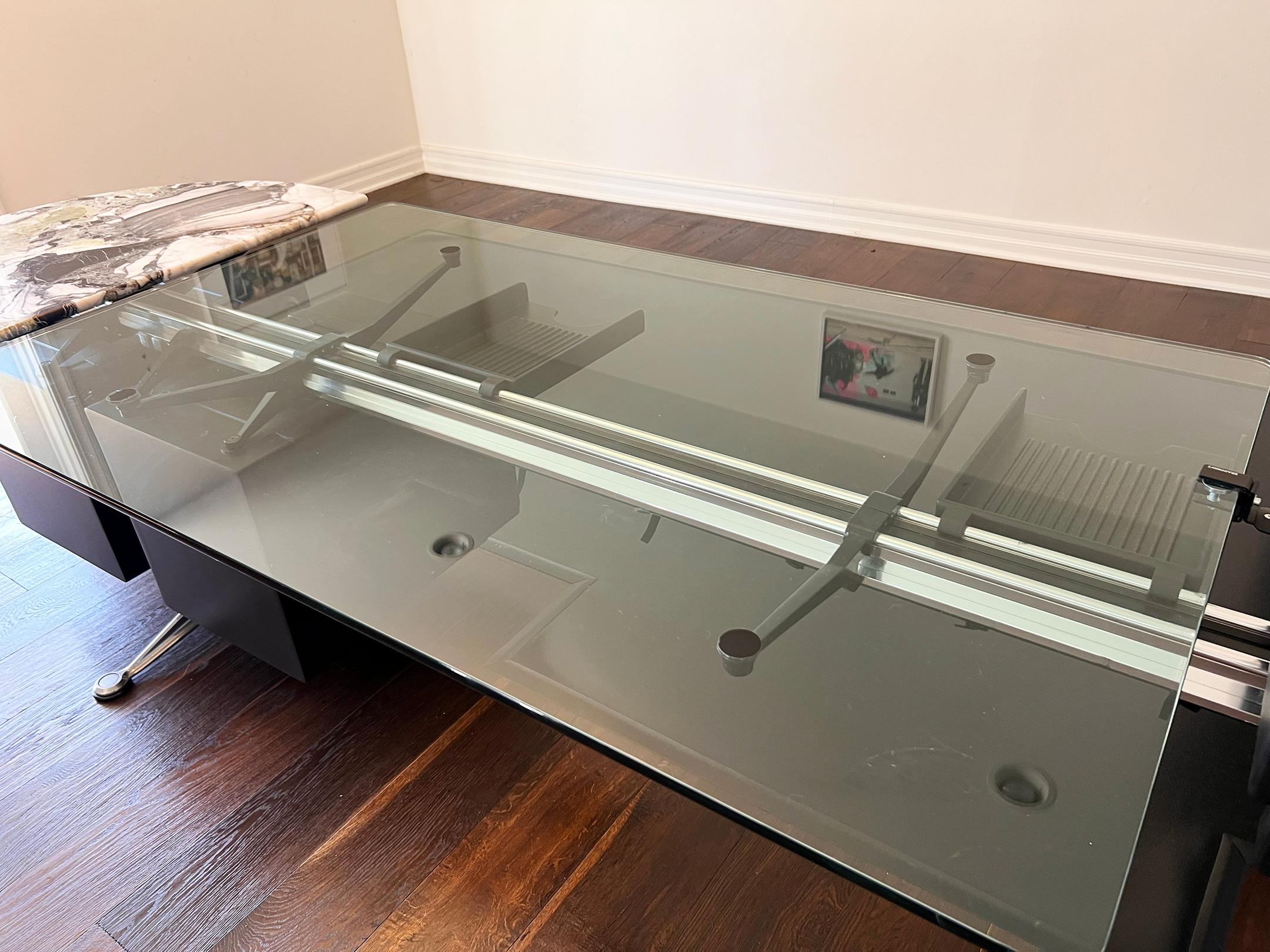 Customized Bruce Burdick Executive Desk With Marble Side Tables, 1980's 3