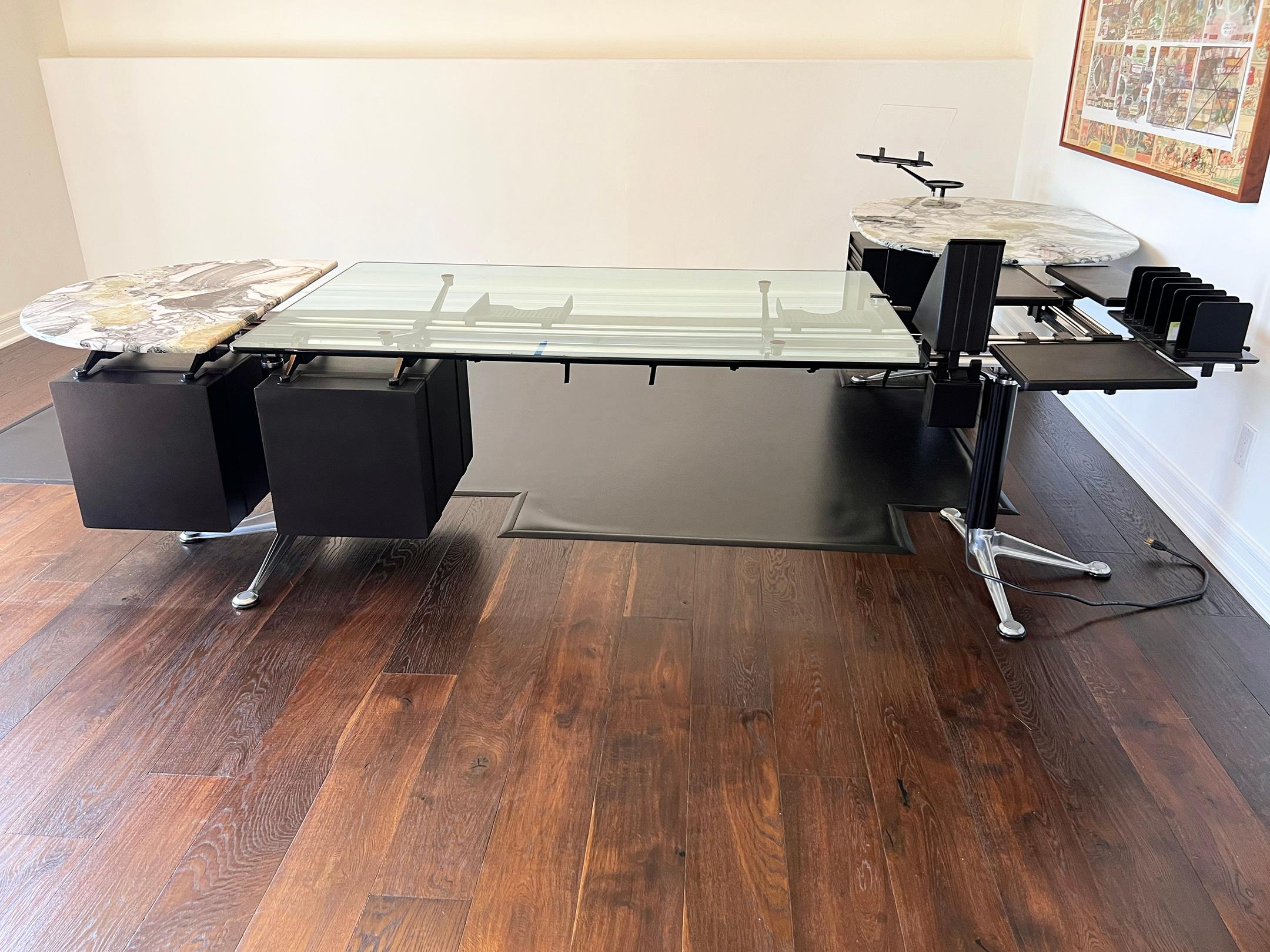 Customized Bruce Burdick Executive Desk With Marble Side Tables, 1980's 4