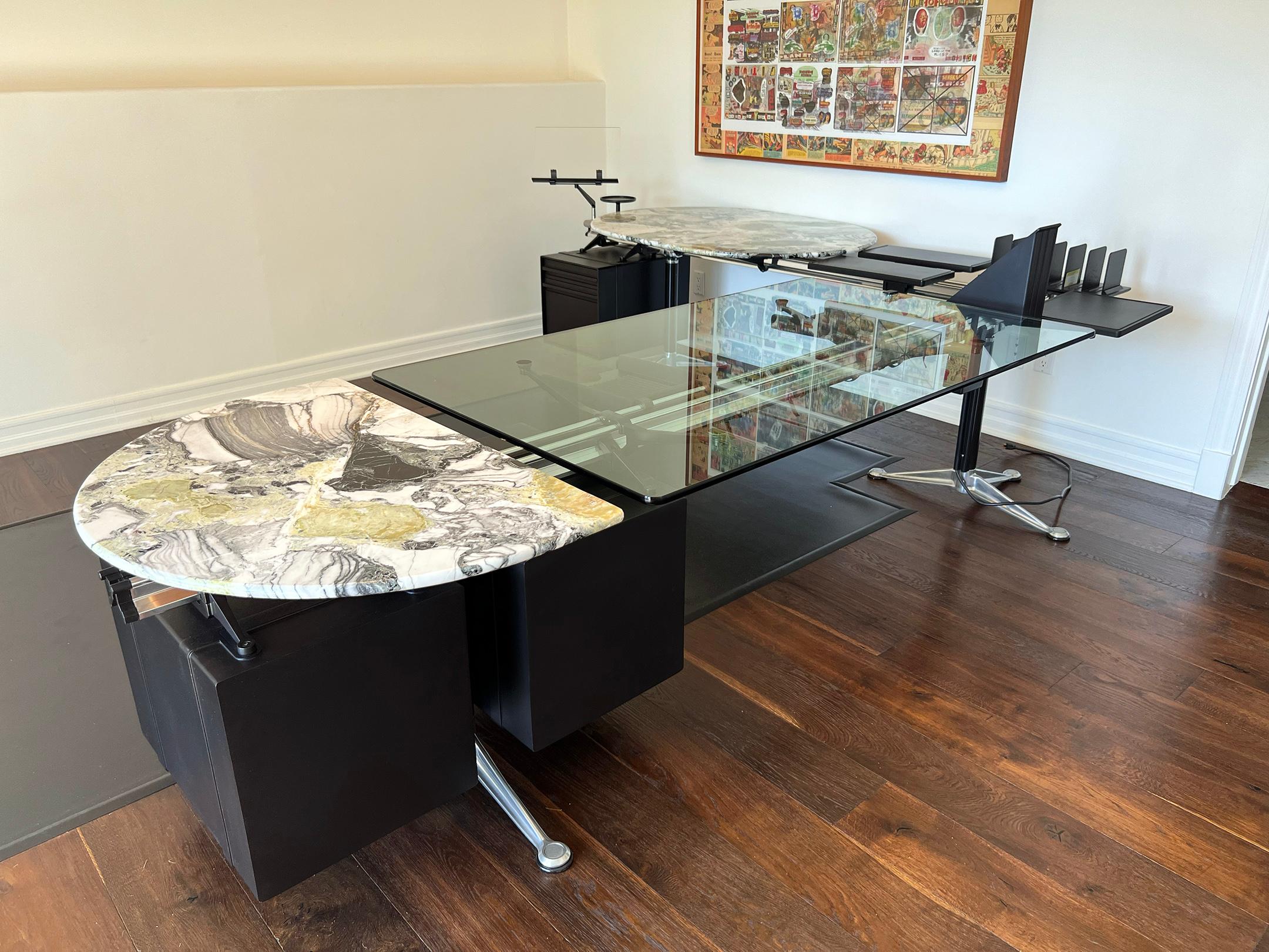 Customized Bruce Burdick Executive Desk With Marble Side Tables, 1980's 5