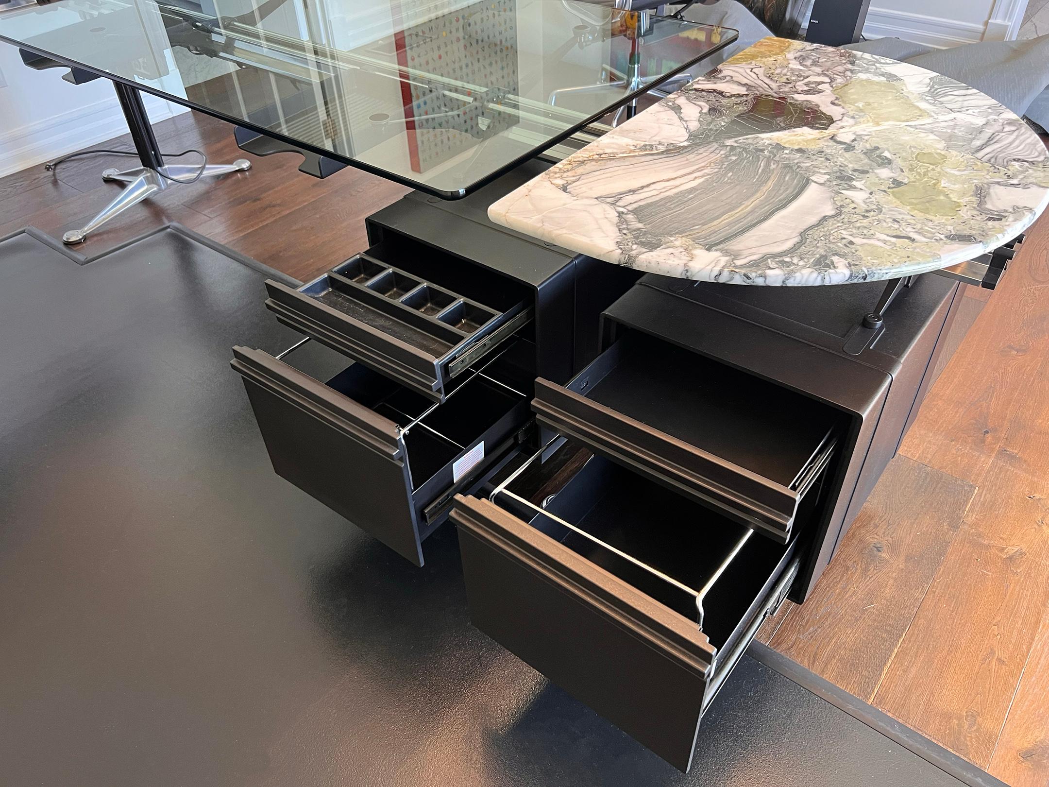 Customized Bruce Burdick Executive Desk With Marble Side Tables, 1980's 6