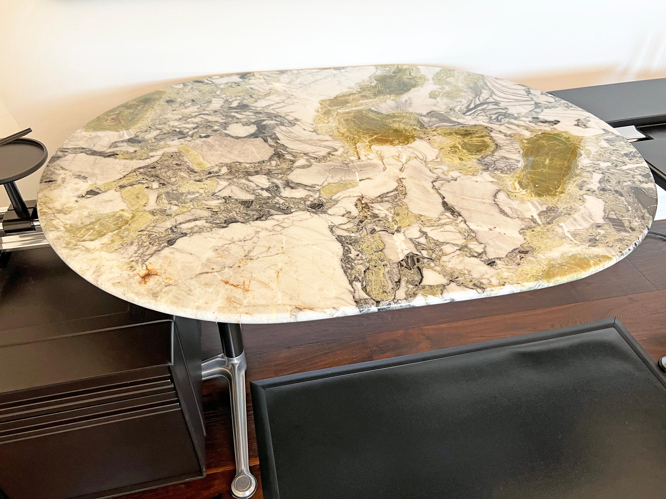 Steel Customized Bruce Burdick Executive Desk With Marble Side Tables, 1980's