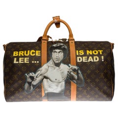 Customized "Bruce Lee is not dead" Louis Vuitton Keepall 50 travel bag 