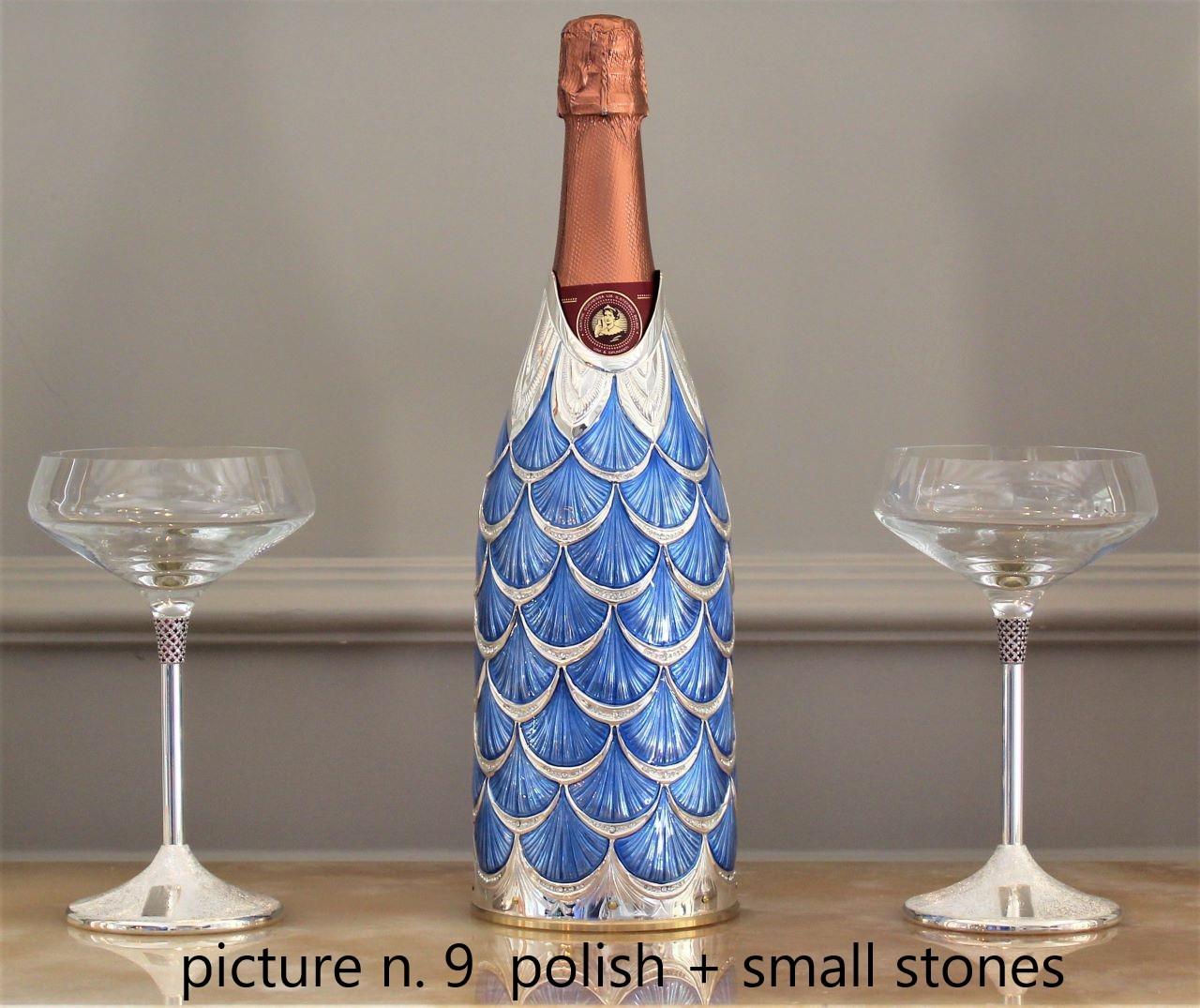 Champagne Bottle Cover, Luxury Gift Idea, Solid  Silver, Moon customized, Italy For Sale 6