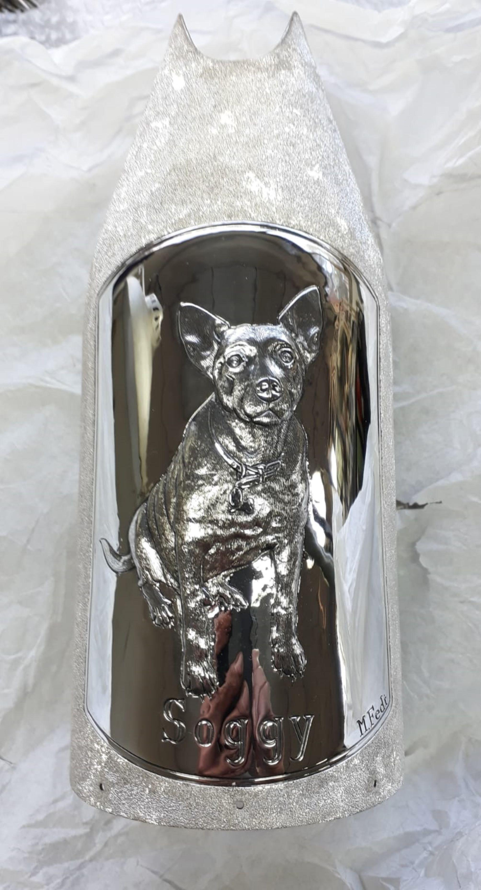 Champagne Bottle Cover, Luxury Gift Idea, Solid  Silver, Moon customized, Italy For Sale 10