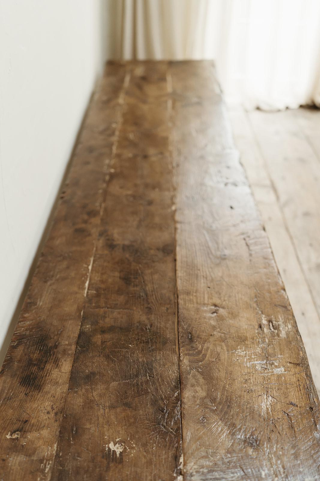 customized coffee/console table,  19th century table top on pine treetrunks  For Sale 5