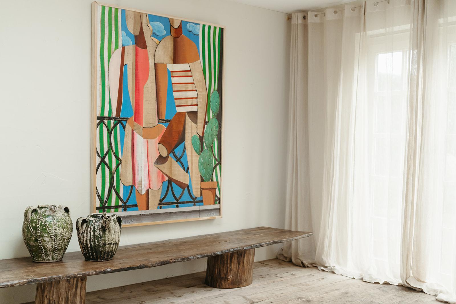 XXIe siècle et contemporain Table basse/console personnalisée  Plateau de table du 19e siècle en pin treetrunks en vente
