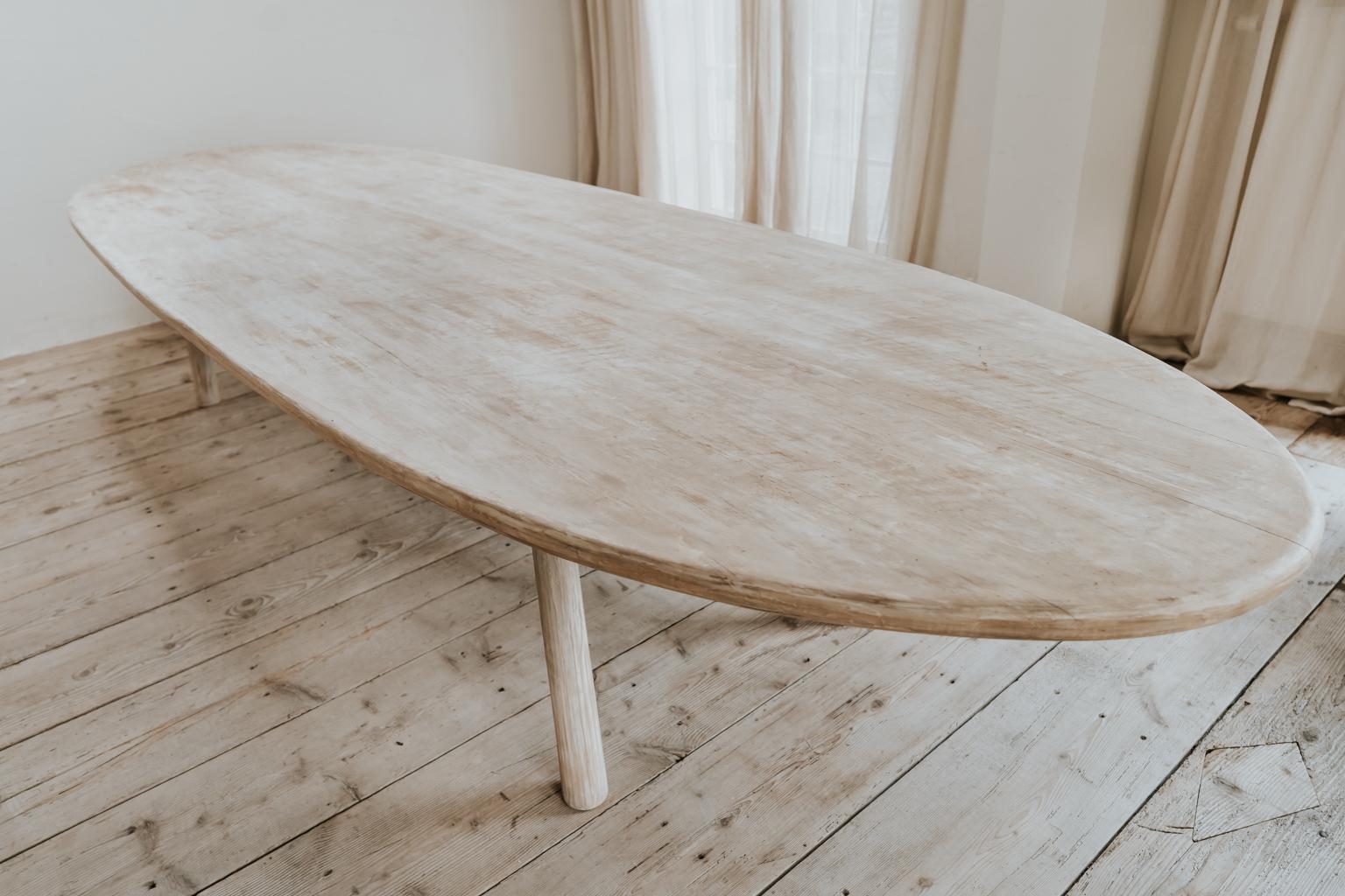 This extra large ellipse shaped dining table was created in my workshop,
made out of old poplarwood this table can easily seat 16 people,
can be used as dining table as well as conference table.