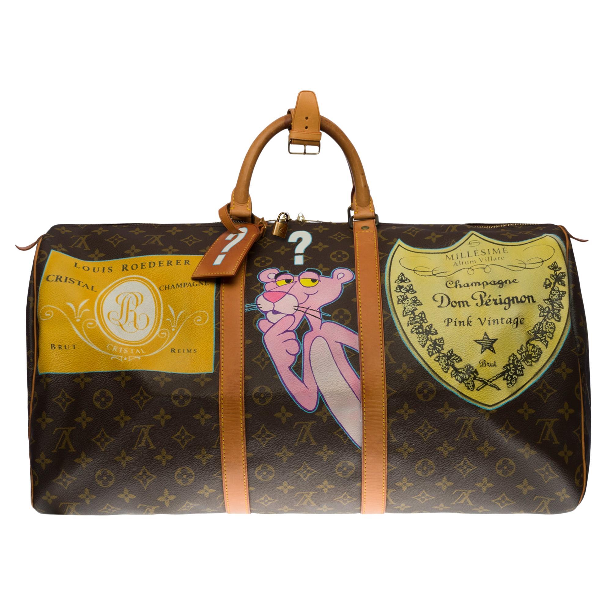 Louis Vuitton Keepall 55 strap travel bag customized Popeye by PatBo!