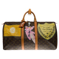 Customized "Cristal Roeder Vs Don Perignon "Louis Vuitton Keepall 55 travel bag 